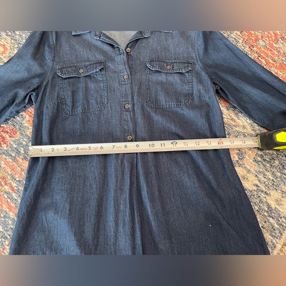 Navy blue long sleeve jean pattern dress - Picture 4 of 10